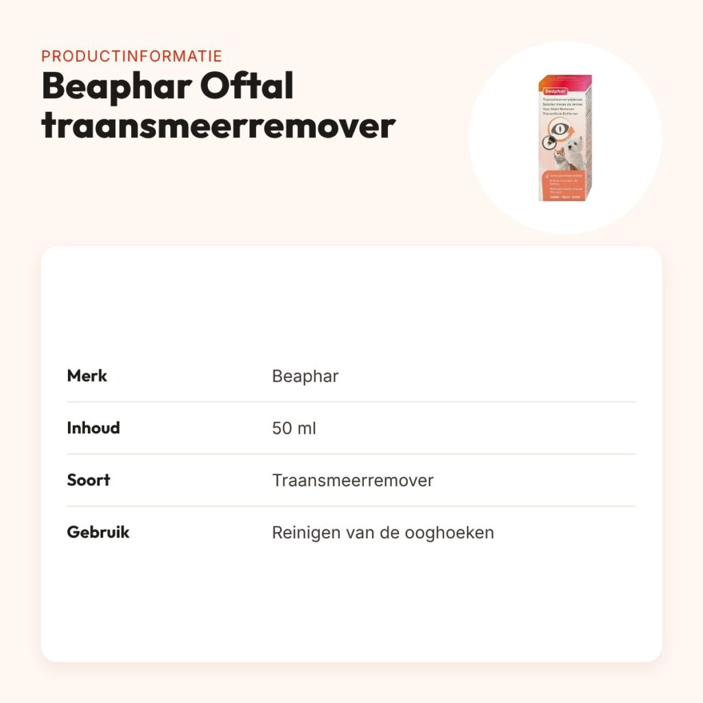 Beaphar Oftal traansmeerremover 50 ml – reinigt de ooghoeken – productinformatie