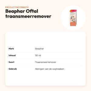 Beaphar Oftal traansmeerremover 50 ml – reinigt de ooghoeken – productinformatie