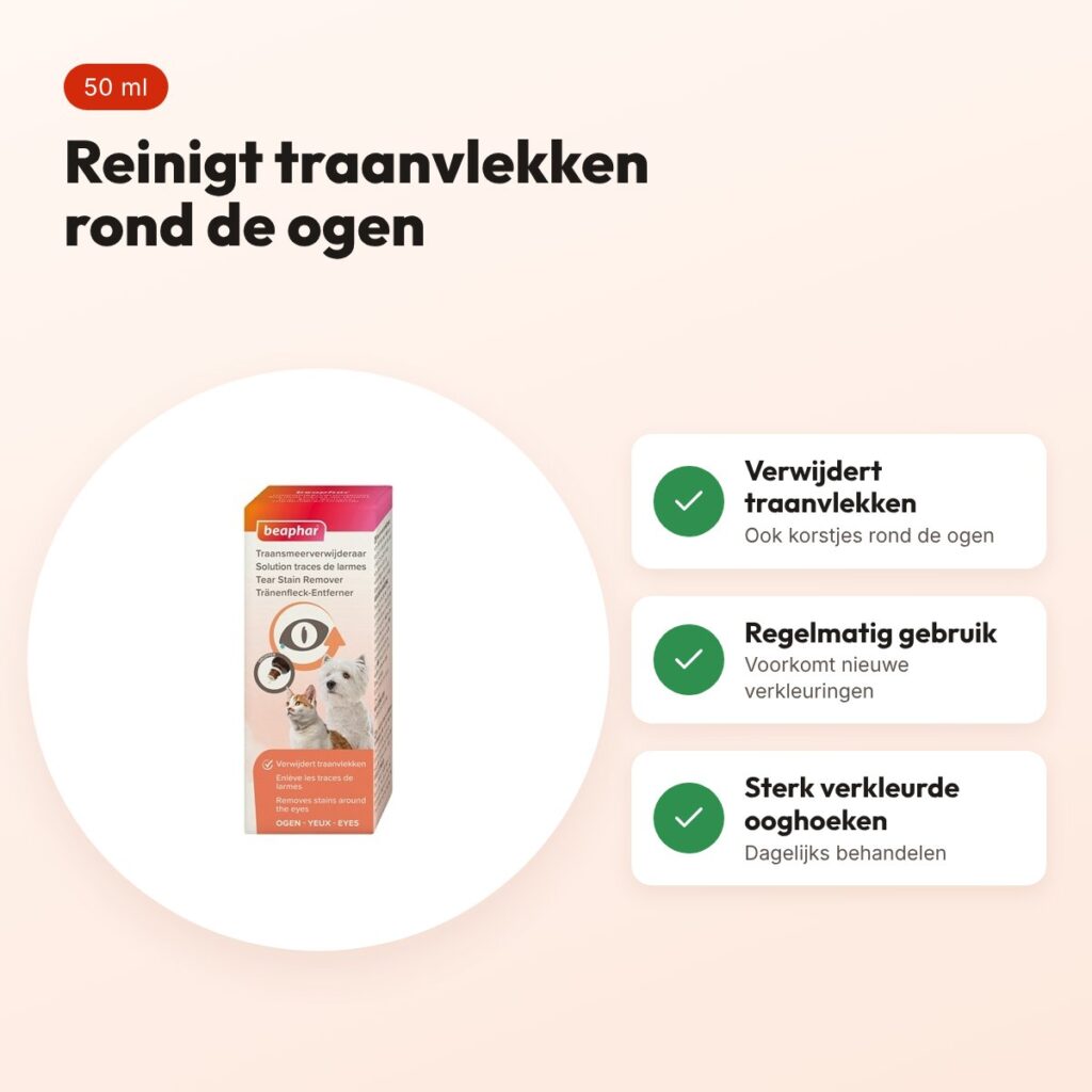Beaphar Oftal traansmeerremover 50 ml – reinigt de ooghoeken – voordelen