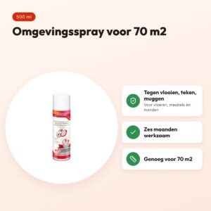 Beaphar omgevingsspray tegen vlooien, teken en muggen 500 ml – voor 70 m2 – voordelen