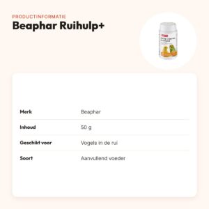 Beaphar Ruihulp+ 50 g – aminozuren voor vogels in de rui – productinformatie