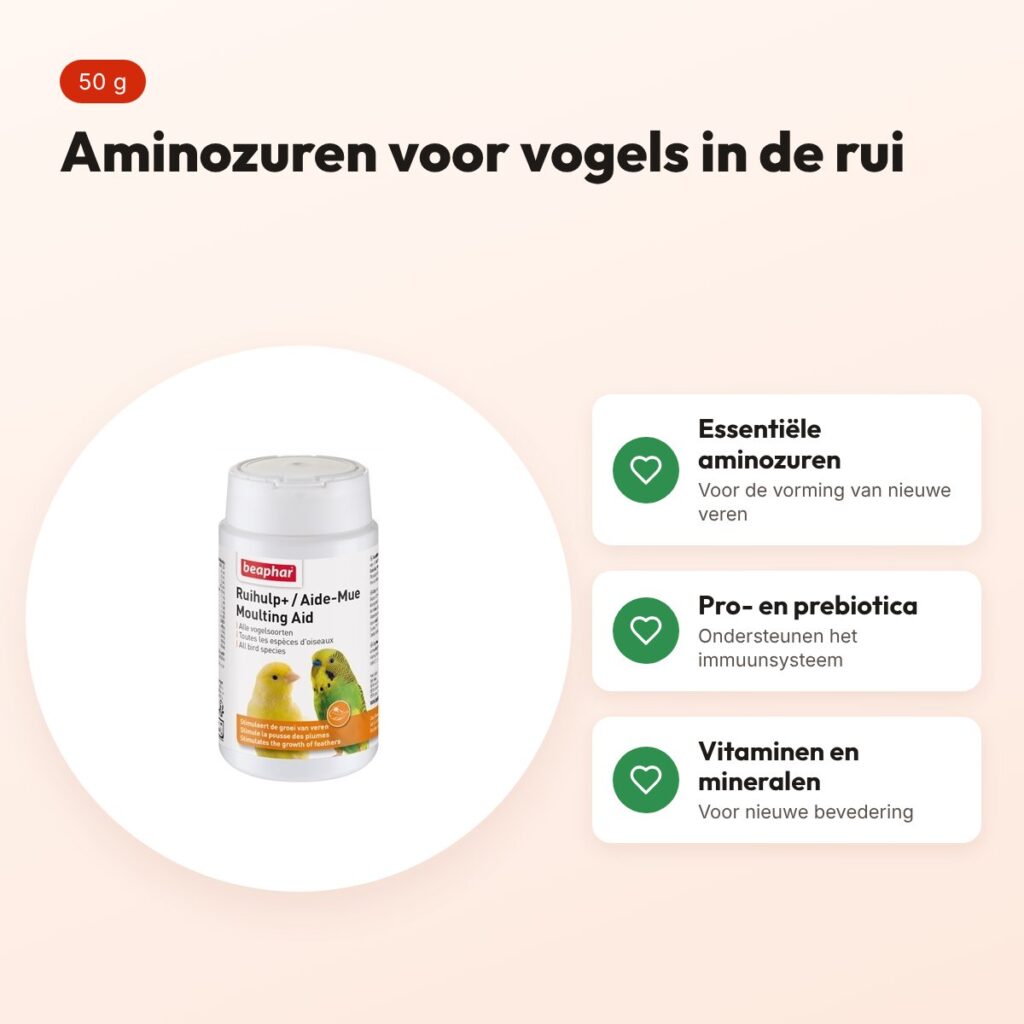Beaphar Ruihulp+ 50 g – aminozuren voor vogels in de rui – voordelen