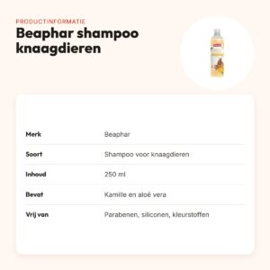 Beaphar shampoo knaagdieren 250 ml – kamille en aloë vera, vegan – productinformatie