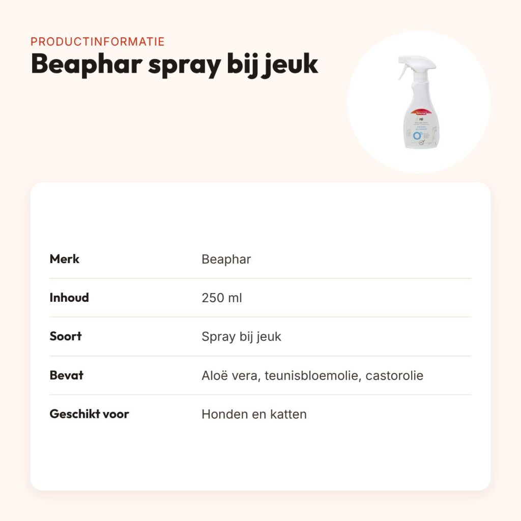 Beaphar spray bij jeuk voor hond en kat 250 ml – hydraterend – productinformatie