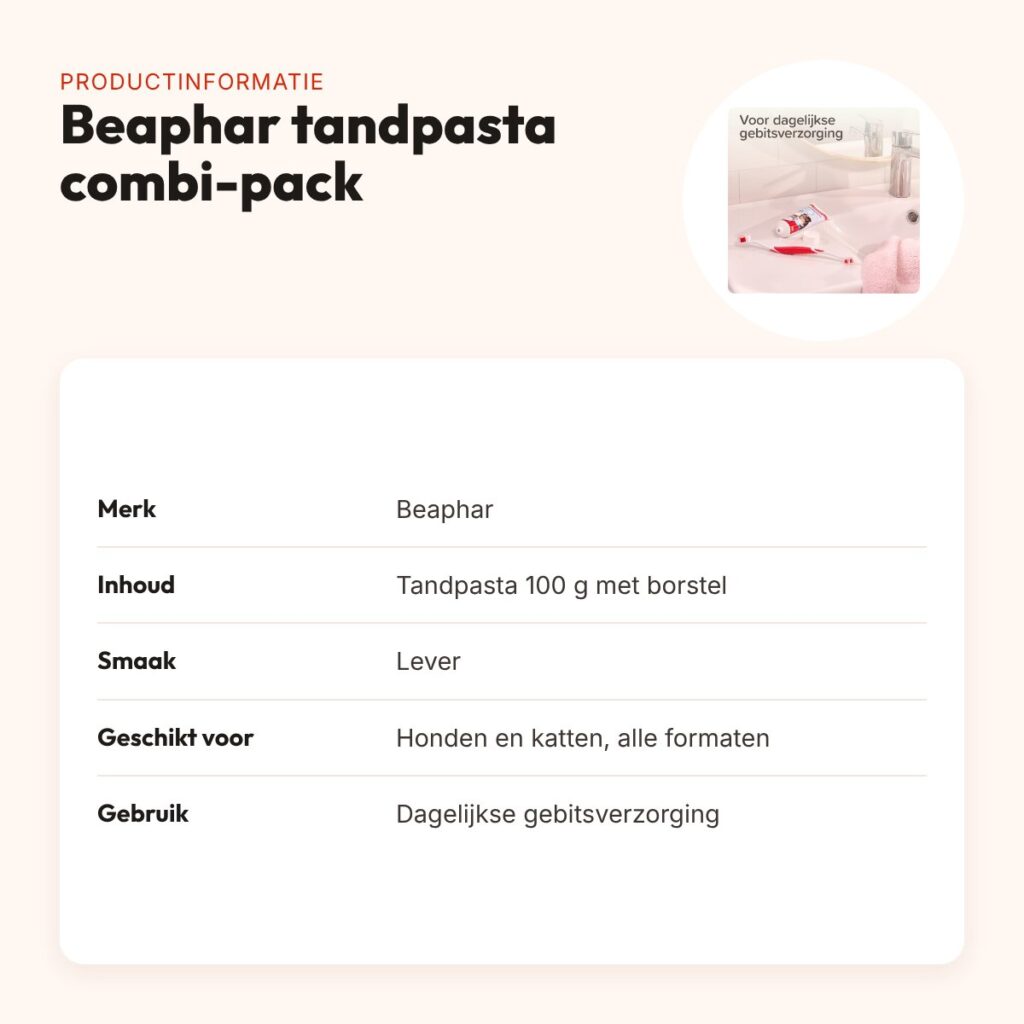 Beaphar tandpasta leversmaak combi-pack met borstel – hond en kat – productinformatie