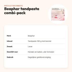 Beaphar tandpasta leversmaak combi-pack met borstel – hond en kat – productinformatie