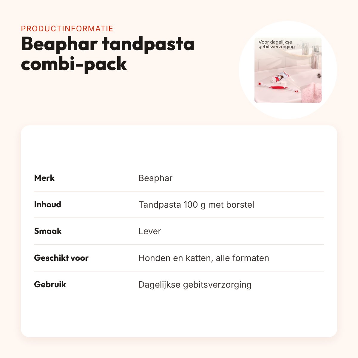 Beaphar tandpasta leversmaak combi-pack met borstel – hond en kat – productinformatie