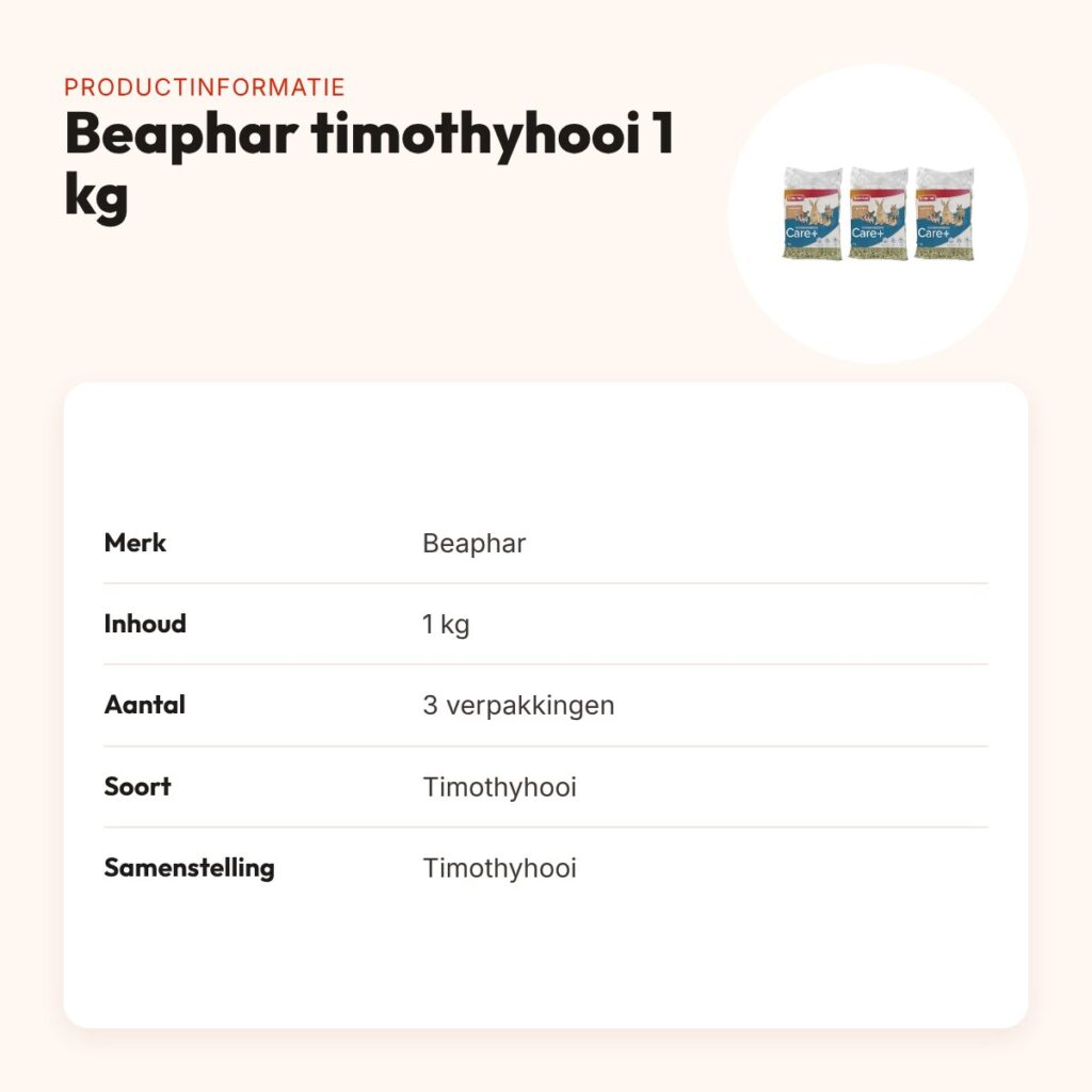 Beaphar timothyhooi 1 kg – laag calciumgehalte – multipack 3 stuks – productinformatie