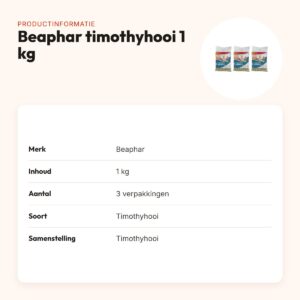 Beaphar timothyhooi 1 kg – laag calciumgehalte – multipack 3 stuks – productinformatie