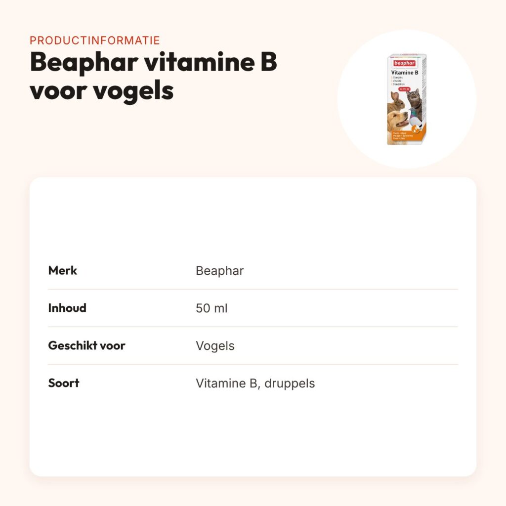 Beaphar vitamine B voor vogels 50 ml – druppels – productinformatie
