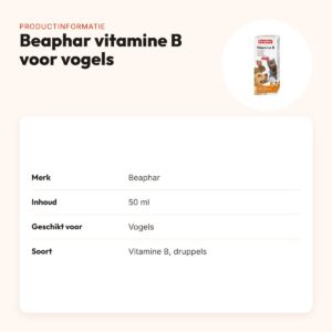 Beaphar vitamine B voor vogels 50 ml – druppels – productinformatie