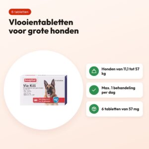 Beaphar Vlo Kill vlooientabletten grote hond 11-57 kg – 6 tabletten – voordelen