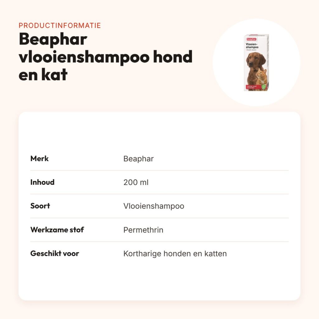 Beaphar vlooienshampoo hond en kat 200 ml – voor kortharige honden – productinformatie