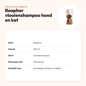Beaphar vlooienshampoo hond en kat 200 ml – voor kortharige honden – productinformatie