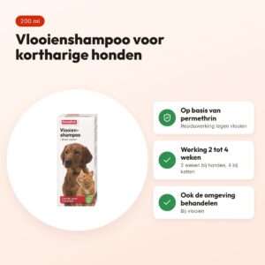 Beaphar vlooienshampoo hond en kat 200 ml – voor kortharige honden – voordelen