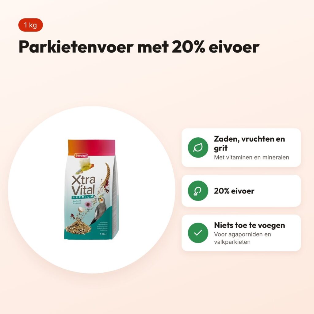 Beaphar Xtravital parkietenvoer Grote Parkiet 1 kg – voordelen