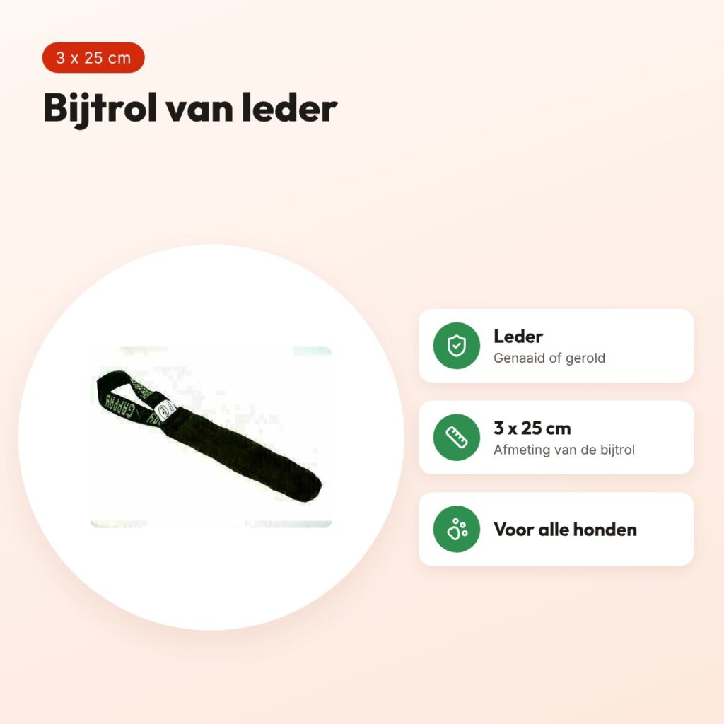 Beestenspul bijtrol leder 3 x 25 cm – genaaid of gerold – voordelen