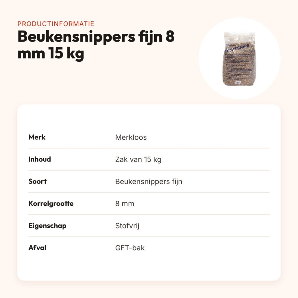Beukensnippers fijn 8 mm 15 kg – stofvrije bodembedekking – productinformatie