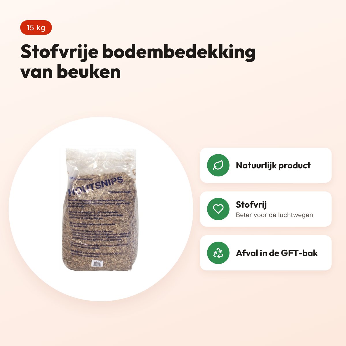Beukensnippers fijn 8 mm 15 kg – stofvrije bodembedekking – voordelen