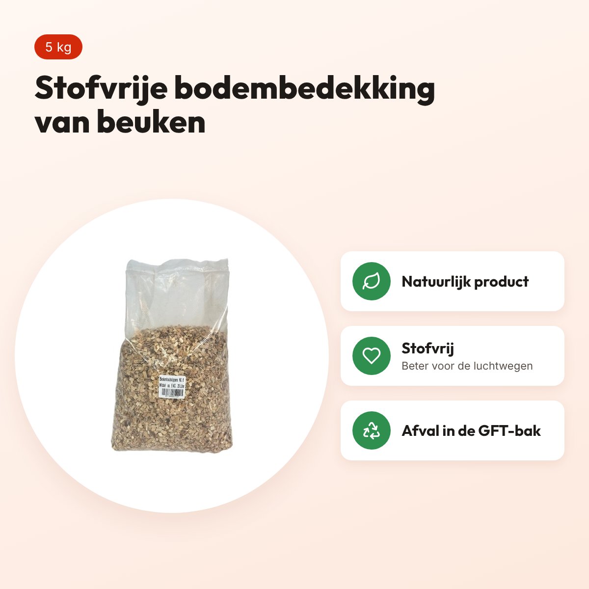 Beukensnippers middel 8 mm 5 kg – stofvrije bodembedekking – voordelen