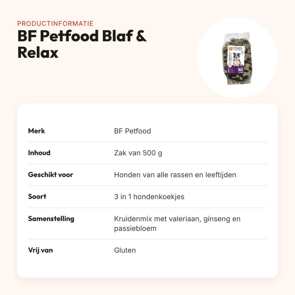 BF Petfood 3 in 1 hondenkoekjes Blaf & Relax 500 g – glutenvrij – productinformatie