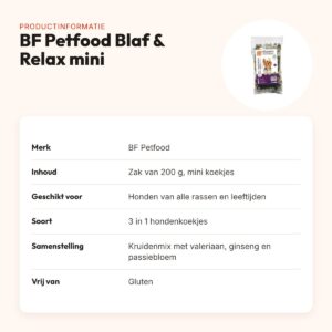 BF Petfood 3 in 1 hondenkoekjes Blaf & Relax mini 200 g – glutenvrij – productinformatie