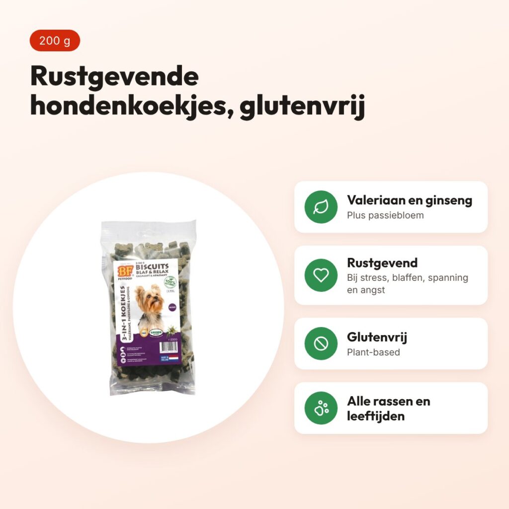 BF Petfood 3 in 1 hondenkoekjes Blaf & Relax mini 200 g – glutenvrij – voordelen