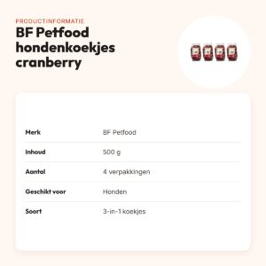 BF Petfood 3-in-1 hondenkoekjes cranberry 500 g – multipack 4 stuks – productinformatie