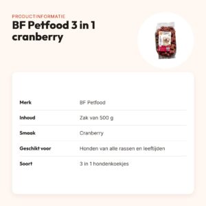 BF Petfood 3 in 1 hondenkoekjes cranberry 500 g – voor de spijsvertering – productinformatie