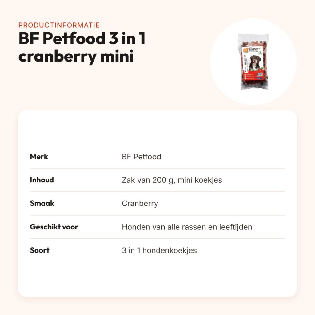 BF Petfood 3 in 1 hondenkoekjes cranberry mini 200 g – productinformatie