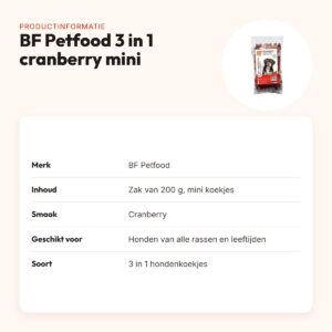 BF Petfood 3 in 1 hondenkoekjes cranberry mini 200 g – productinformatie