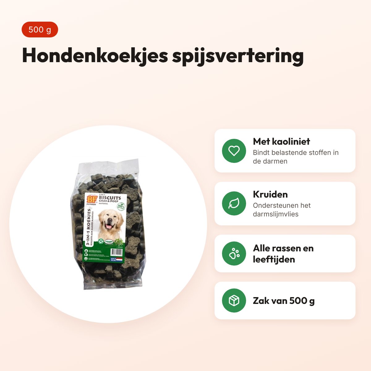 BF Petfood 3 in 1 hondenmineralenkoekjes kruiden 500 g – voordelen