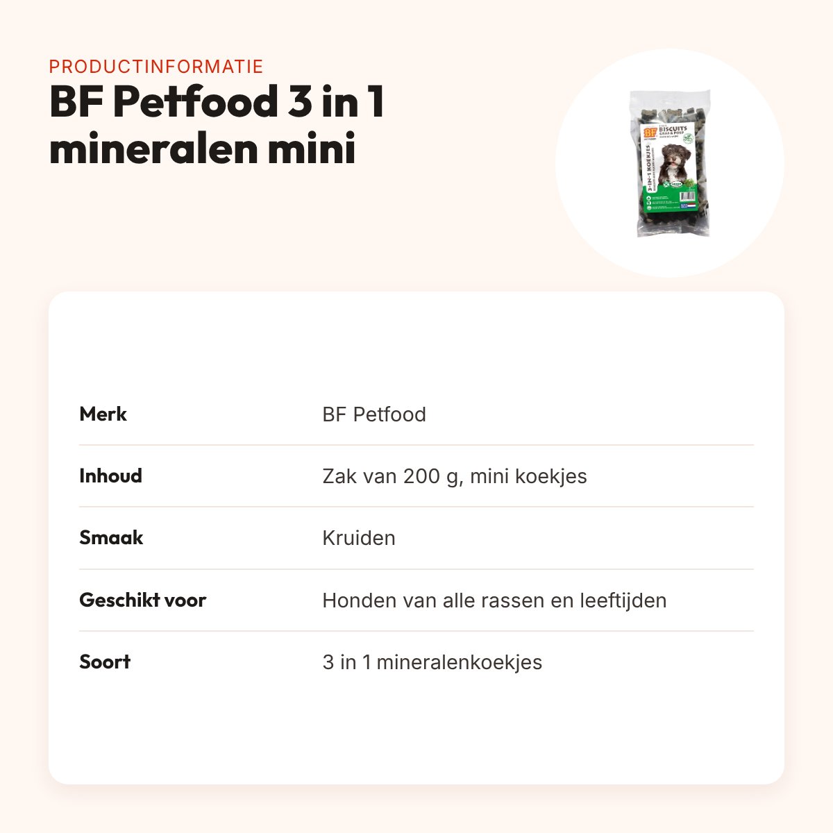BF Petfood 3 in 1 hondenmineralenkoekjes mini kruiden 200 g – productinformatie