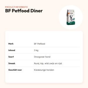 BF Petfood Diner hondenvoer 3 kg – rund, kip en rijst – productinformatie