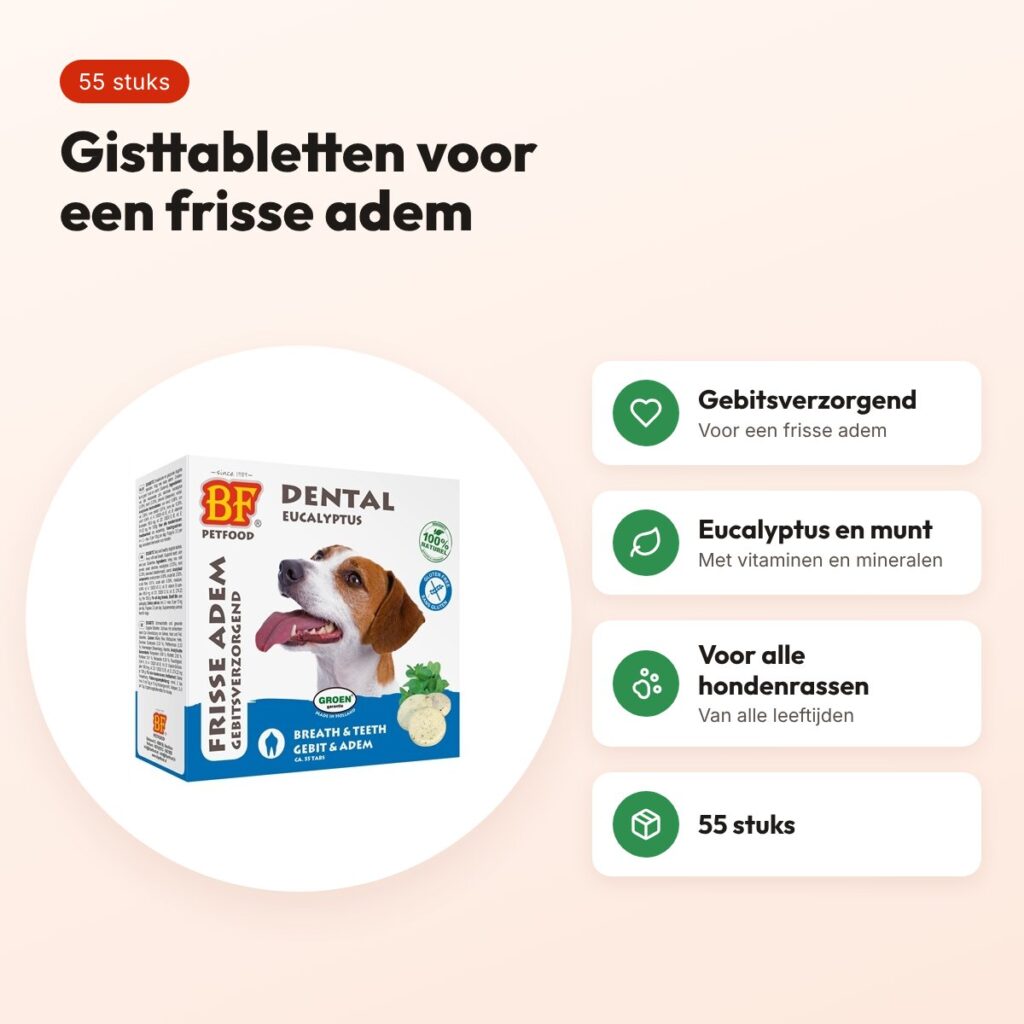 BF Petfood Dogbite hondensnoepjes tandverzorging 55 stuks – gisttabletten – voordelen