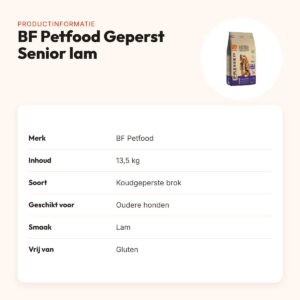 BF Petfood geperst hondenvoer Senior lam 13,5 kg – glutenvrij – productinformatie