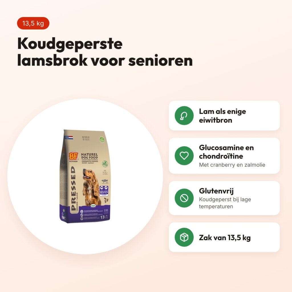 BF Petfood geperst hondenvoer Senior lam 13,5 kg – glutenvrij – voordelen