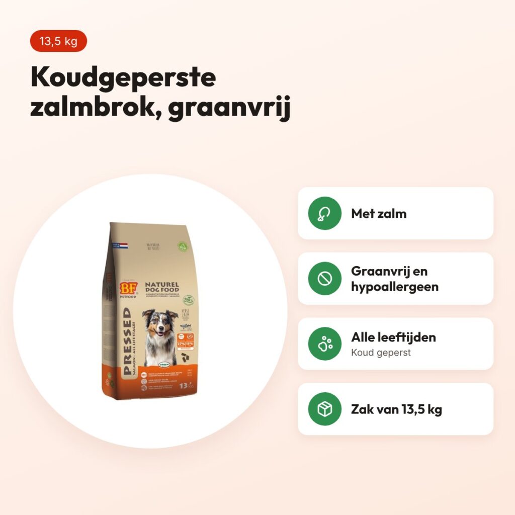 BF Petfood geperst hondenvoer zalm 13,5 kg – graanvrij, hypoallergeen – voordelen