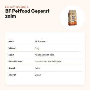 BF Petfood geperst hondenvoer zalm 5 kg – graanvrij, hypoallergeen – productinformatie