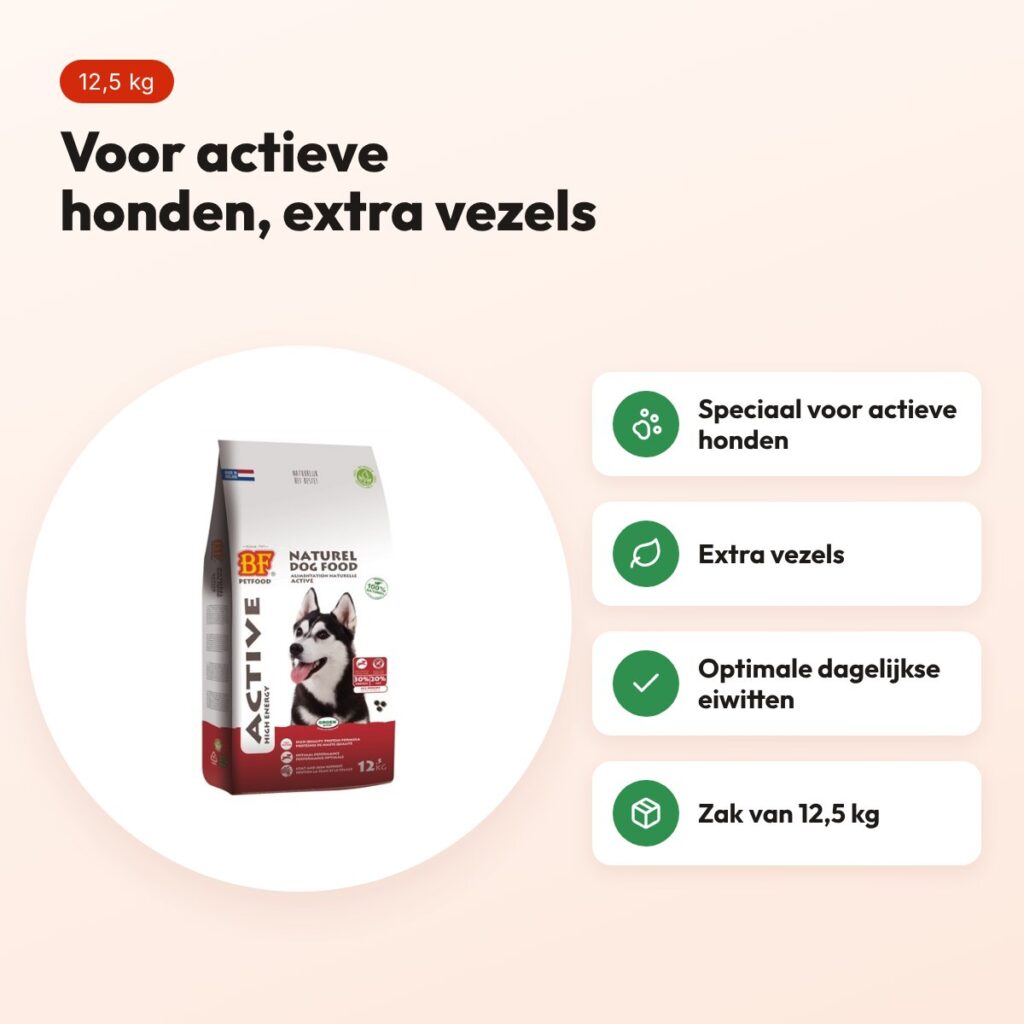BF Petfood High Energy hondenvoer 12,5 kg – actieve honden, extra vezels – voordelen