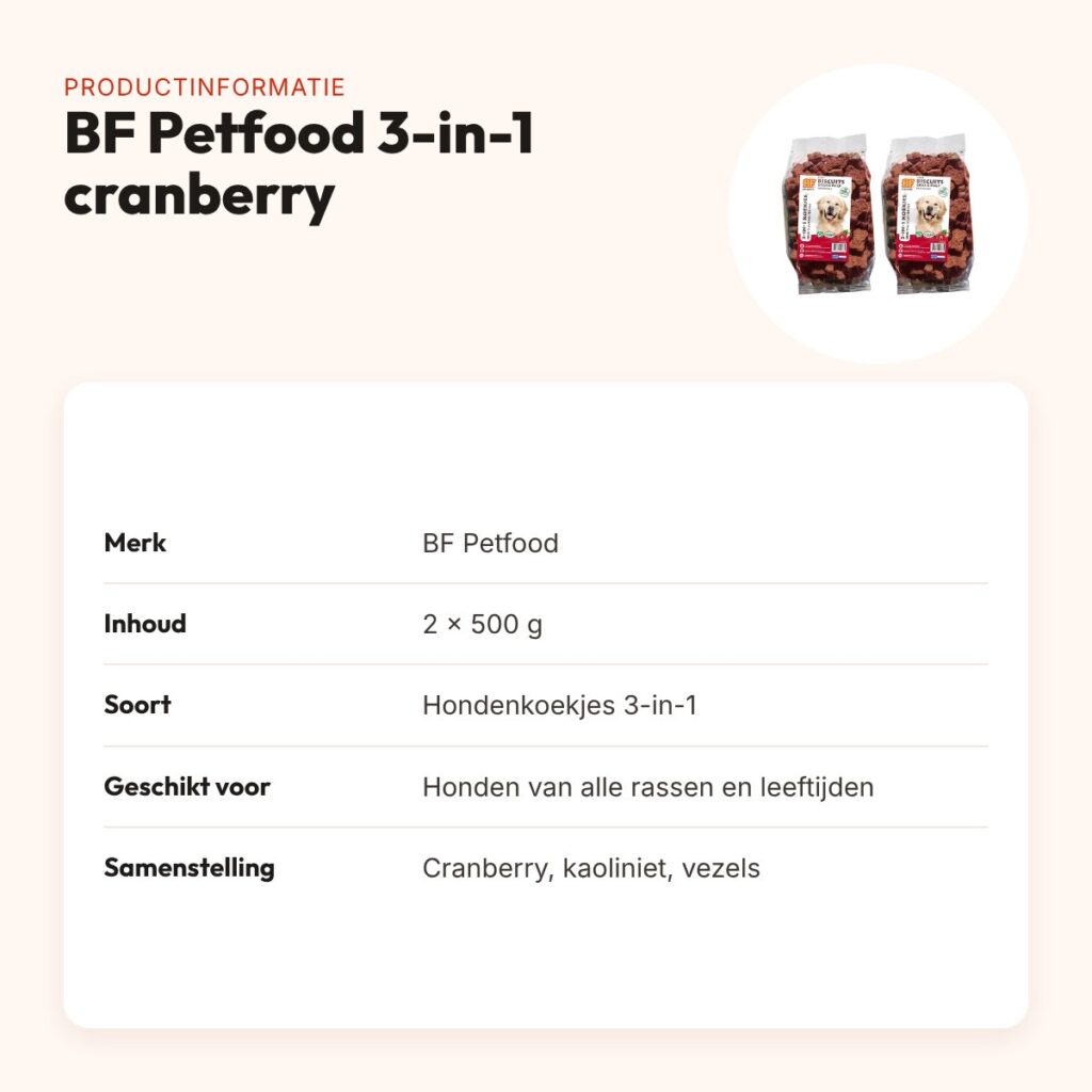 BF Petfood hondenkoekjes 3-in-1 cranberry 500 g – multipack 2 stuks – productinformatie
