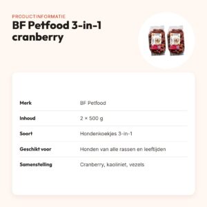 BF Petfood hondenkoekjes 3-in-1 cranberry 500 g – multipack 2 stuks – productinformatie