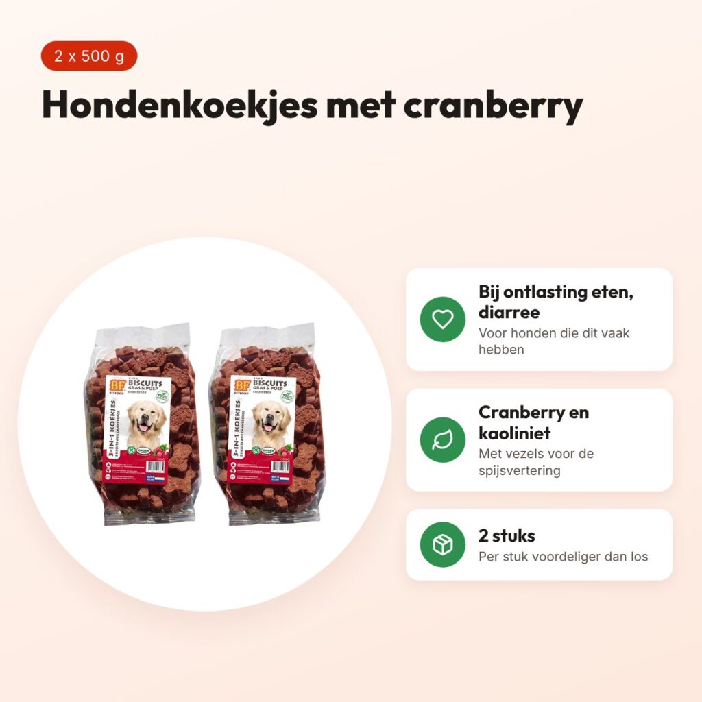 BF Petfood hondenkoekjes 3-in-1 cranberry 500 g – multipack 2 stuks – voordelen