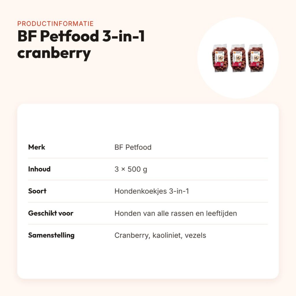BF Petfood hondenkoekjes 3-in-1 cranberry 500 g – multipack 3 stuks – productinformatie