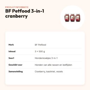 BF Petfood hondenkoekjes 3-in-1 cranberry 500 g – multipack 3 stuks – productinformatie