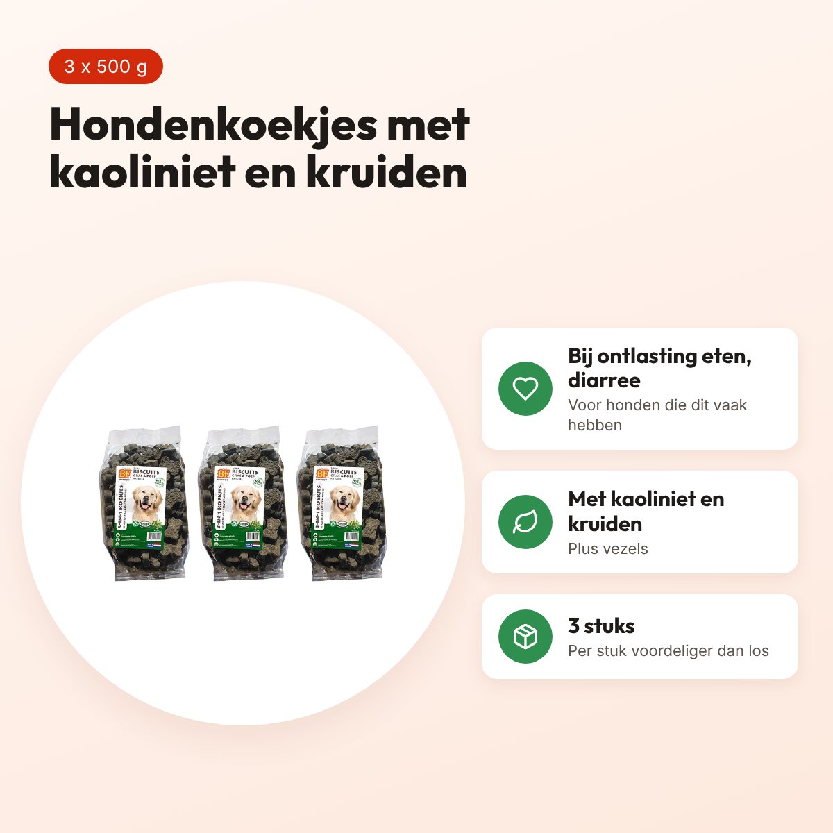 BF Petfood hondenkoekjes 3-in-1 mineralen 500 g – multipack 3 stuks – voordelen