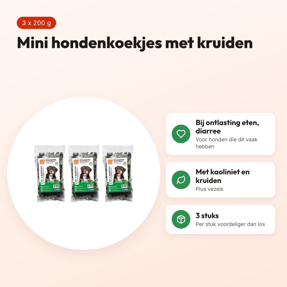 BF Petfood hondenkoekjes 3-in-1 mineralen mini 200 g – multipack 3 stuks – voordelen