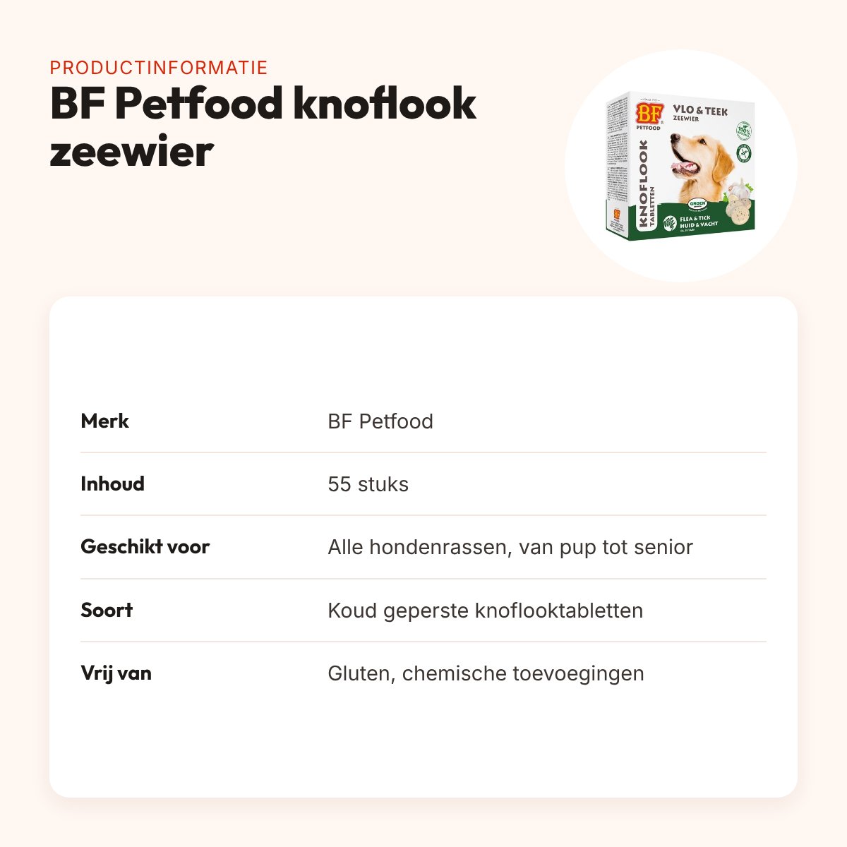 BF Petfood hondensnoepjes knoflook zeewier 55 stuks – glutenvrij – productinformatie