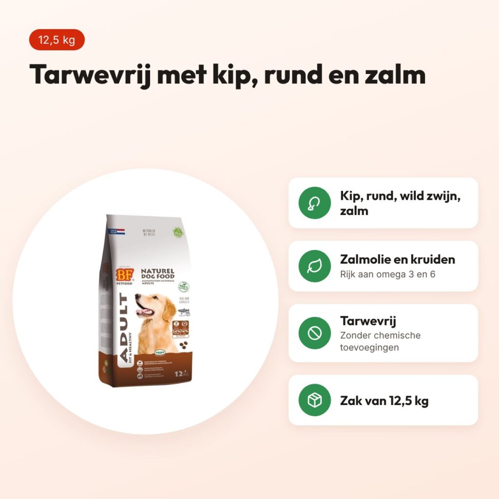 BF Petfood hondenvoer Adult Krokant 12,5 kg – tarwevrij – voordelen