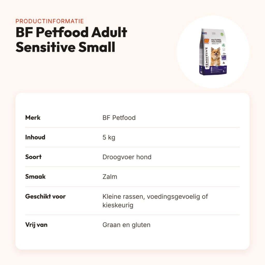 BF Petfood hondenvoer Adult Sensitive Small Breed 5 kg – zalm, graanvrij – productinformatie